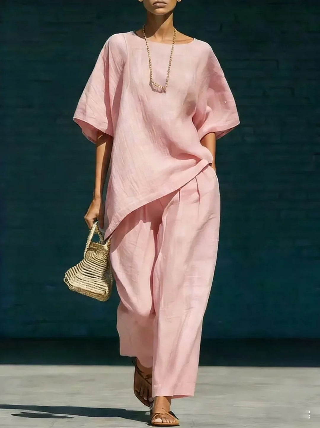 Relaxed Two Piece Top and Pants Set for Women
