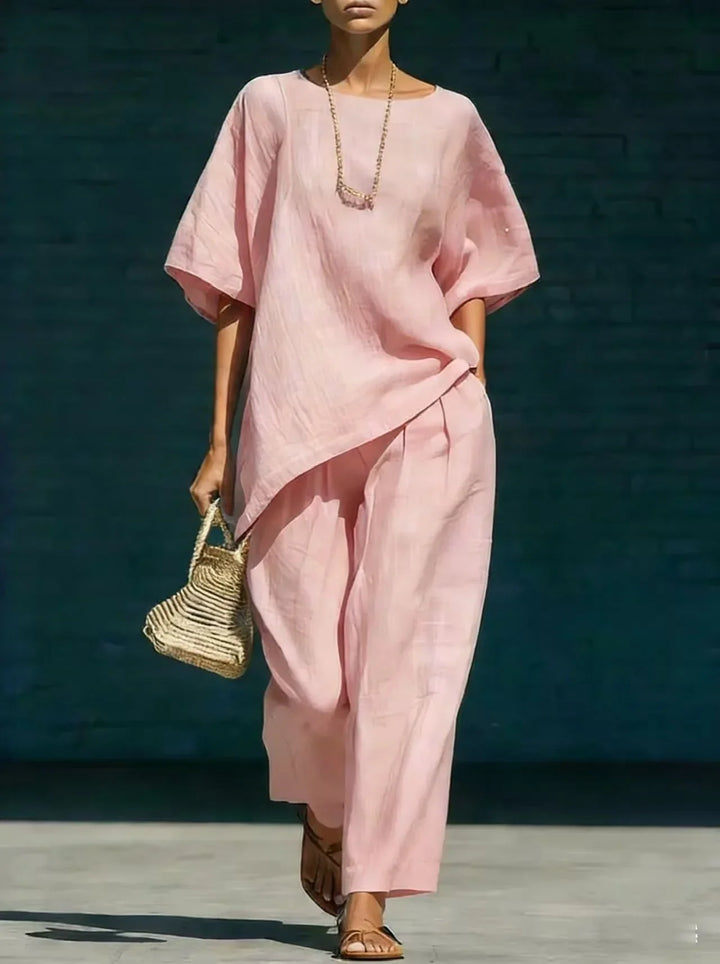 Relaxed Two Piece Top and Pants Set for Women