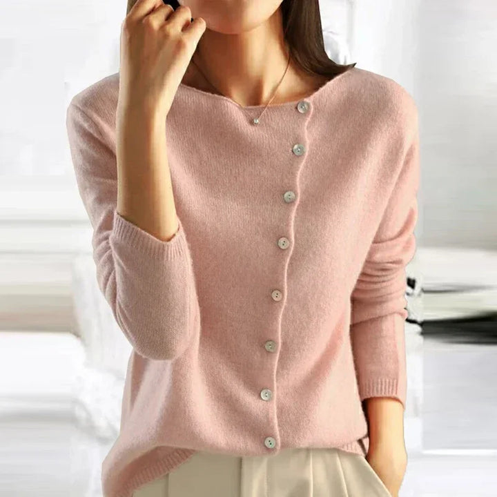 Lightweight Buttoned Stretch Sweater for Women