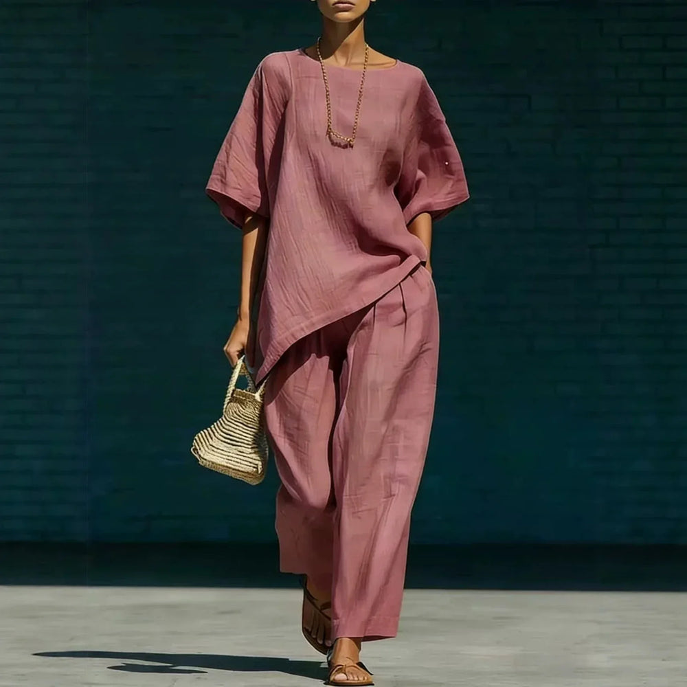 Relaxed Two Piece Top and Pants Set for Women