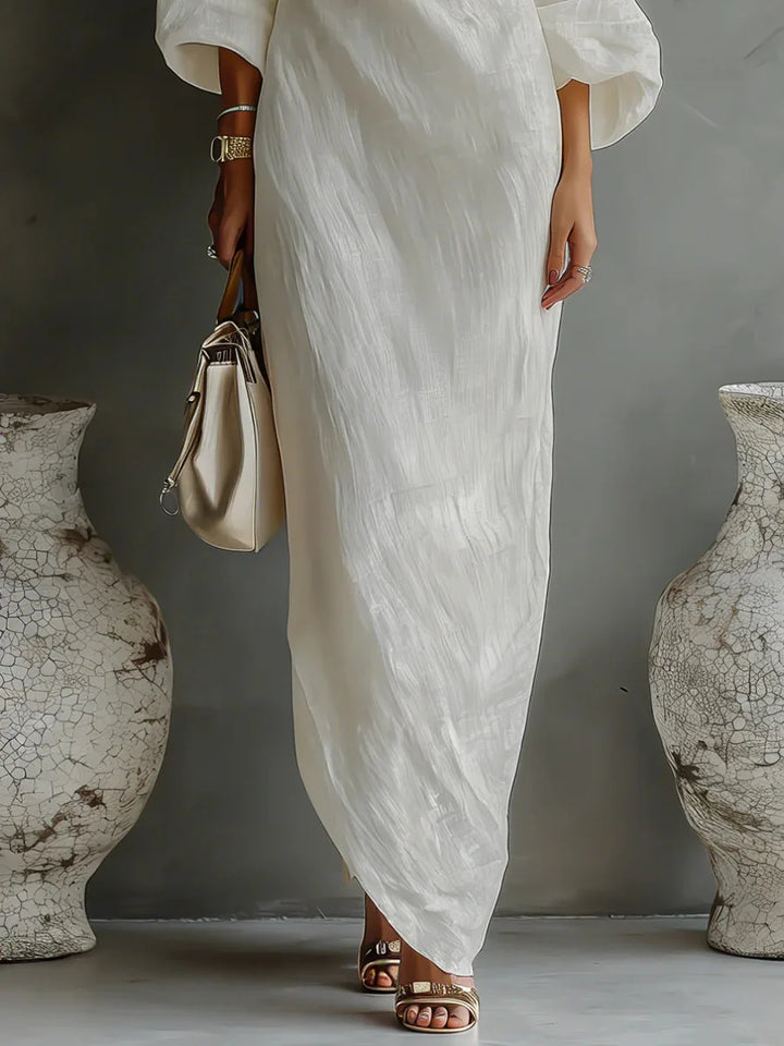 One Shoulder Maxi Dress with Pockets for Women