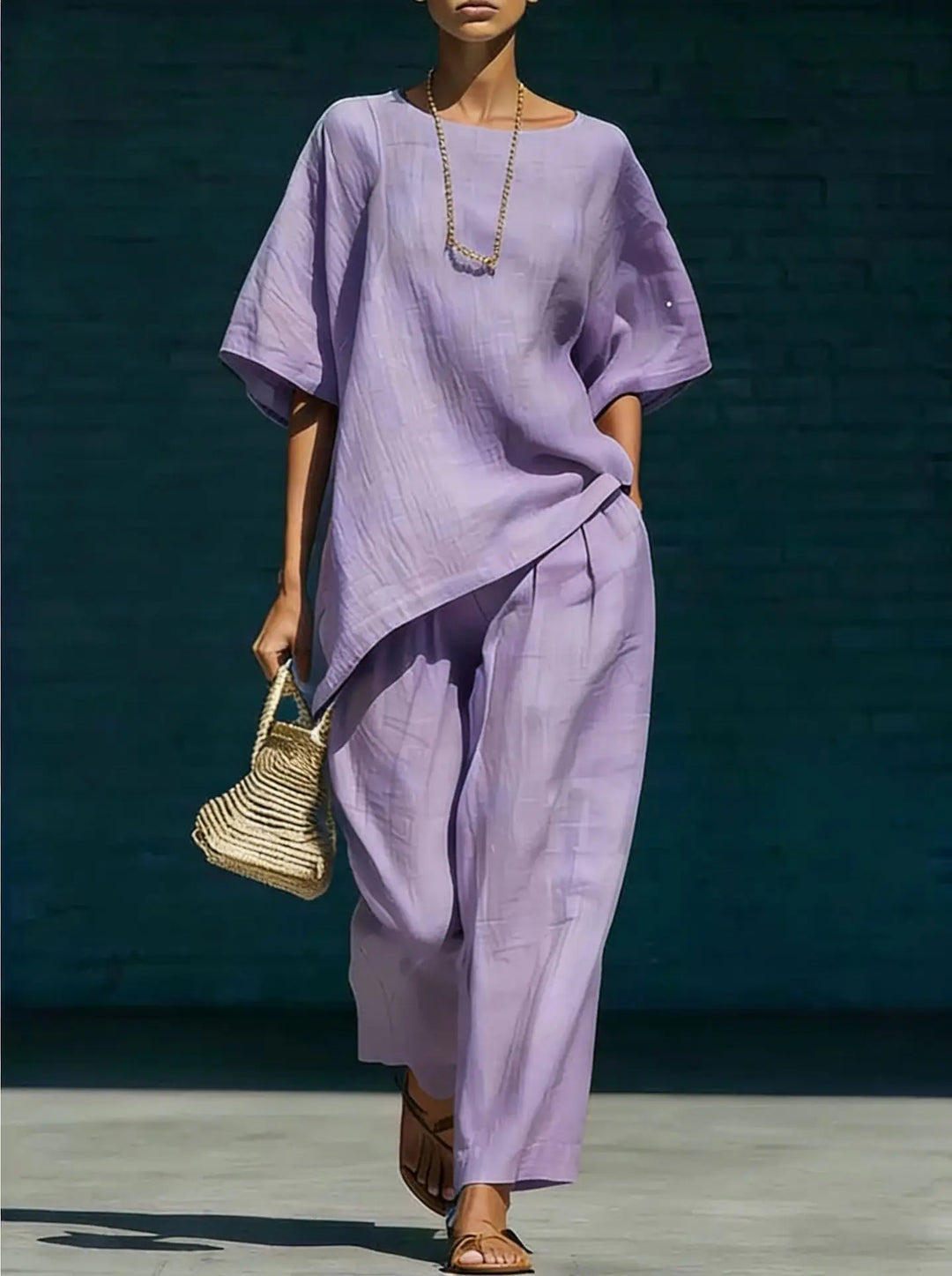 Relaxed Two Piece Top and Pants Set for Women