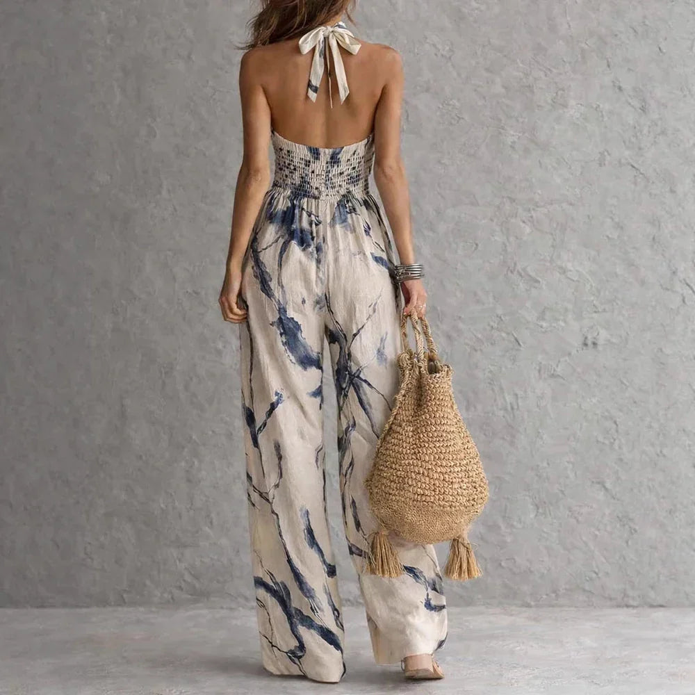 Halter Neck Printed Jumpsuit for Women
