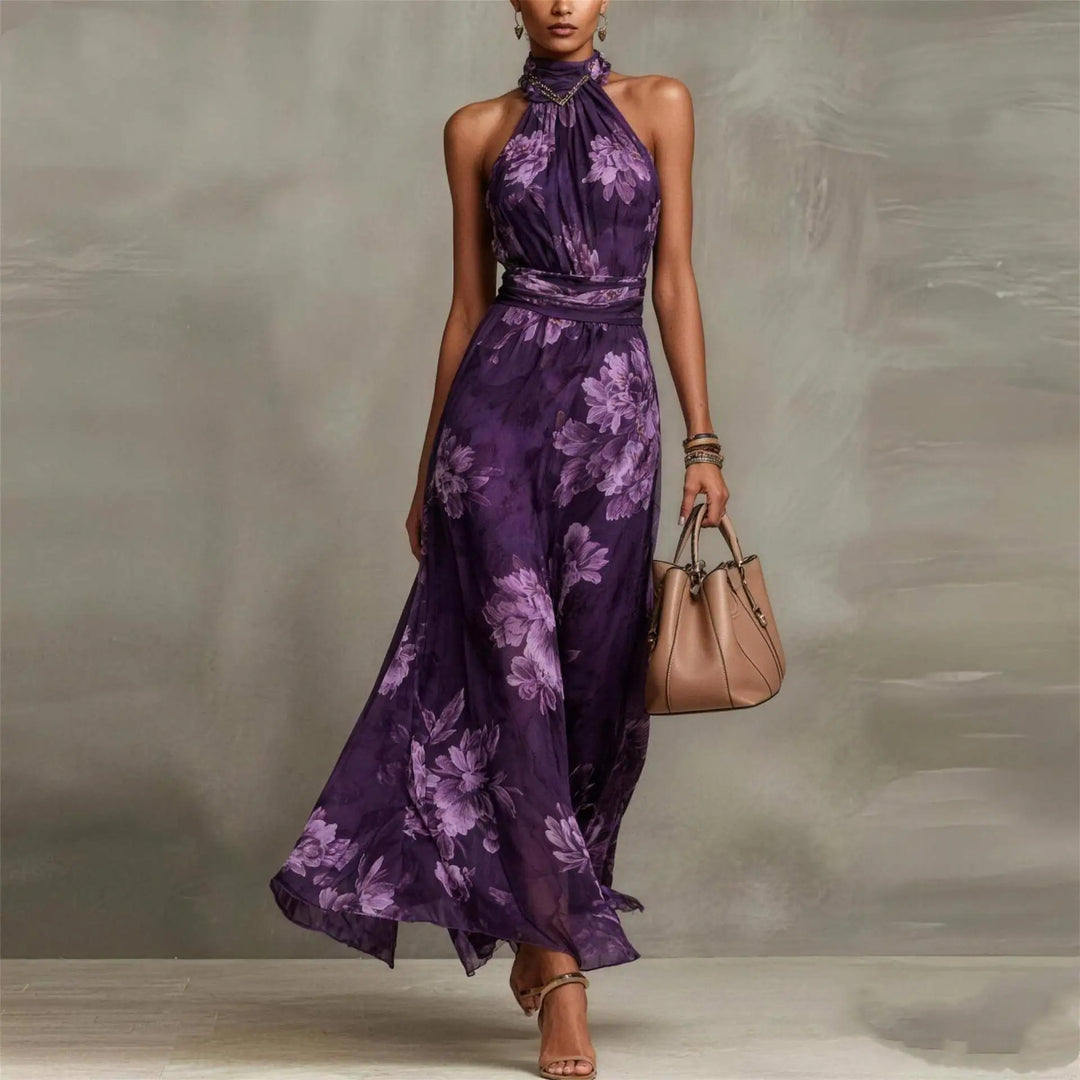 Floral Halter Neck Maxi Dress for Women