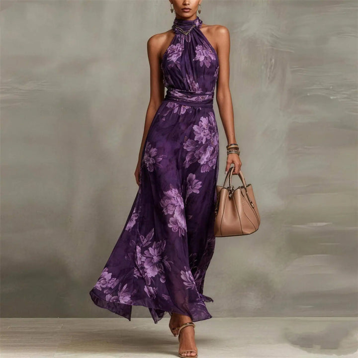 Floral Halter Neck Maxi Dress for Women