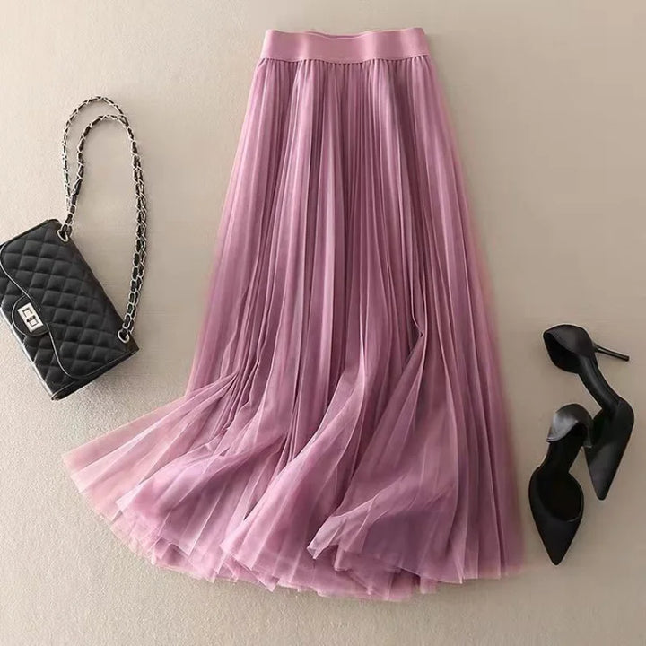 Pleated High Waist Midi Skirt for Women