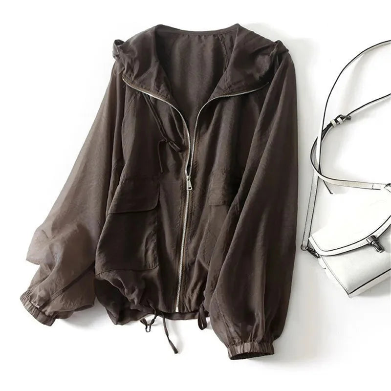 Lightweight Zip-Up Hooded Jacket for Women