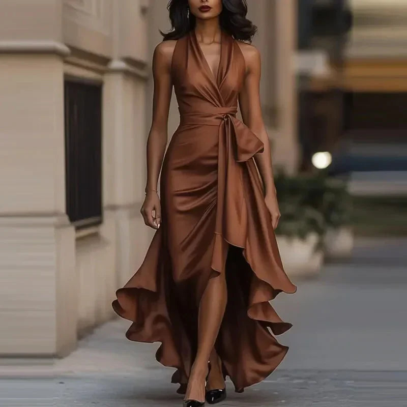 Off-Shoulder Asymmetric Maxi Dress for Women