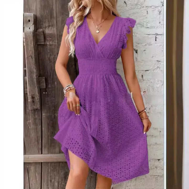 V Neck Ruffle Dress for Women