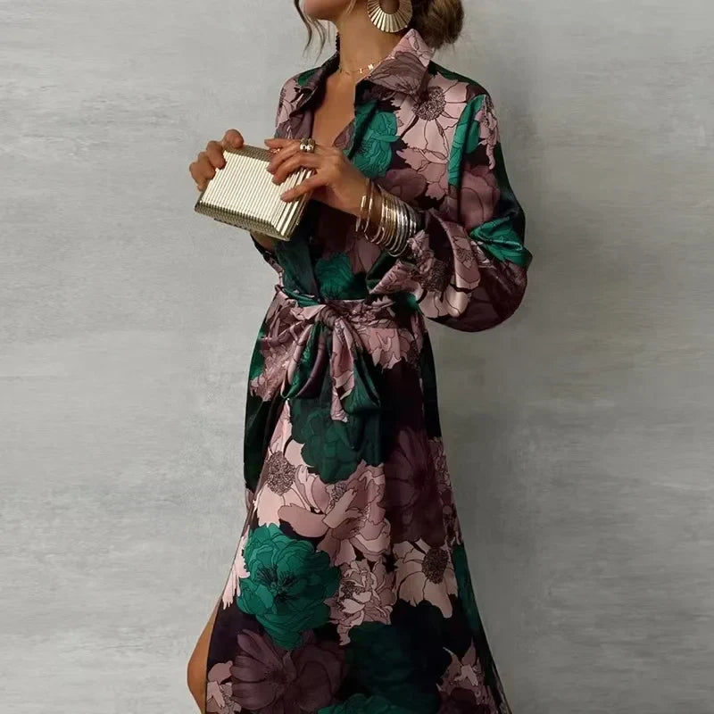 Floral Belted Maxi Dress for Women