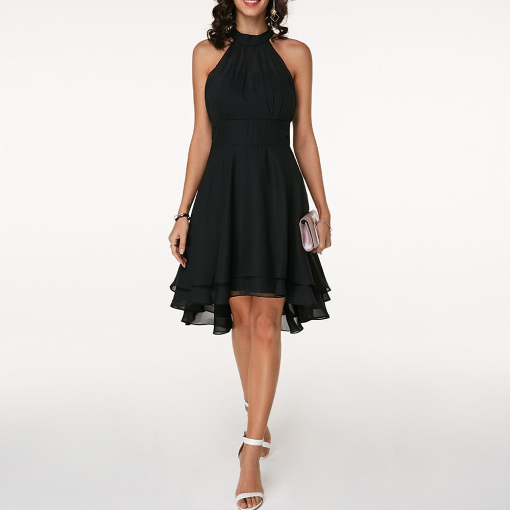 Halter Neck Draped Mini Dress for Women