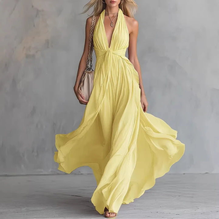 Halter Neck Maxi Dress with Slit for Women