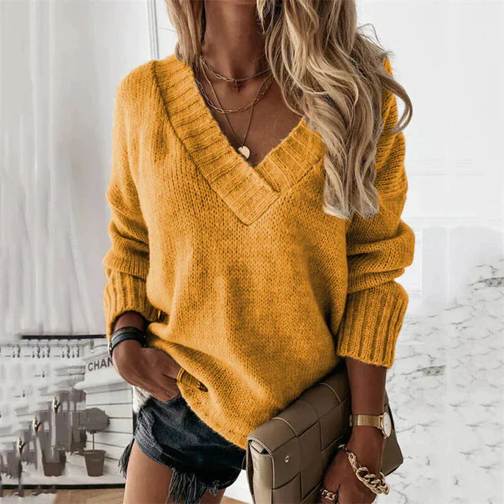 Soft V-Neck Knit Sweater for Women