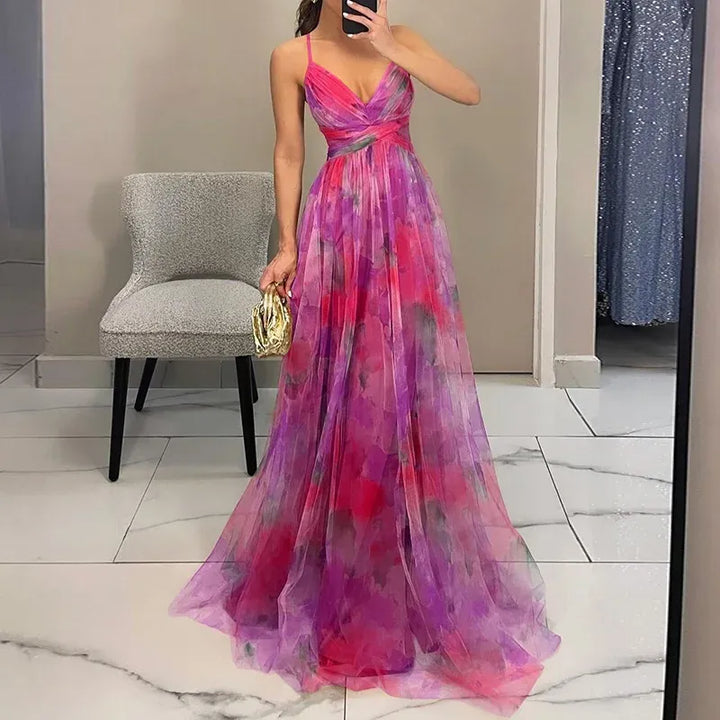 V-Neck Evening Maxi Dress for Women
