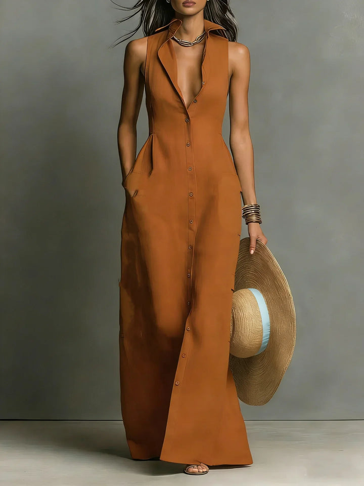 Sleeveless Button-Front Shirt Dress for Women