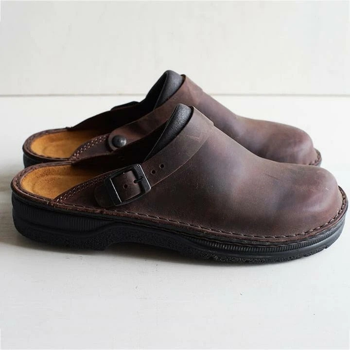 Vegan Leather Buckle Clogs for Men