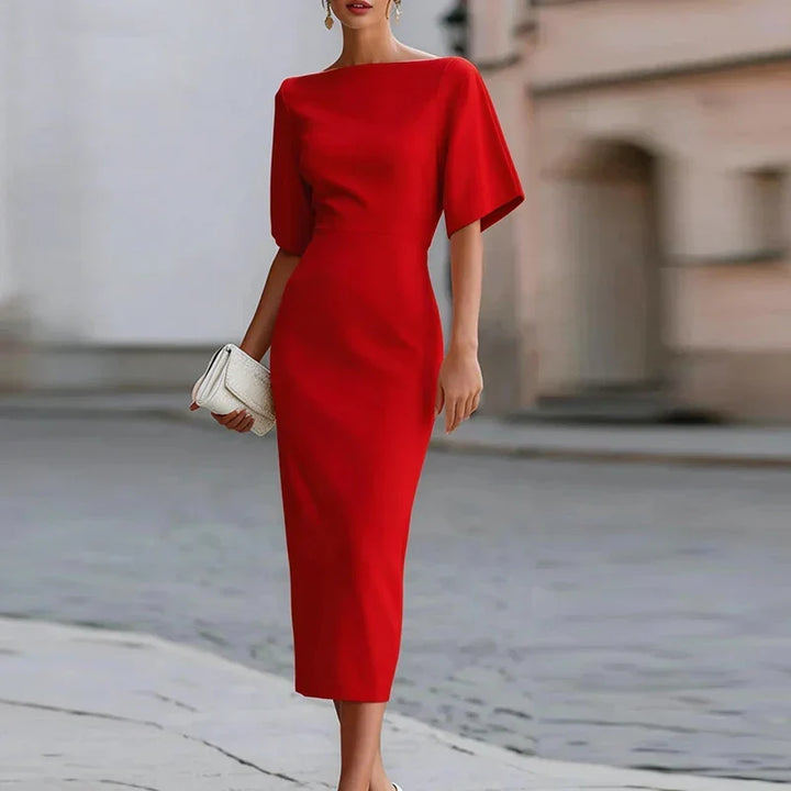 Boat Neck Midi Dress for Women