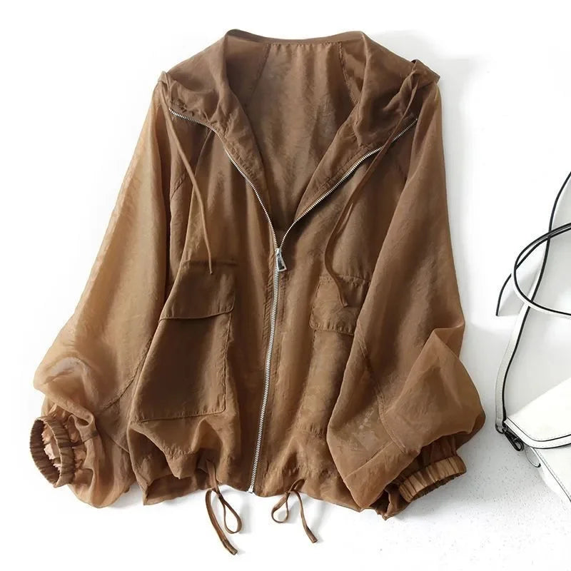 Lightweight Zip-Up Hooded Jacket for Women