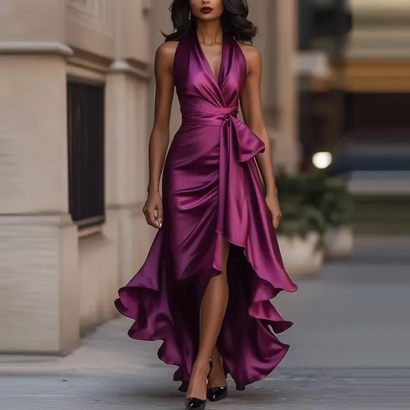 Off-Shoulder Asymmetric Maxi Dress for Women