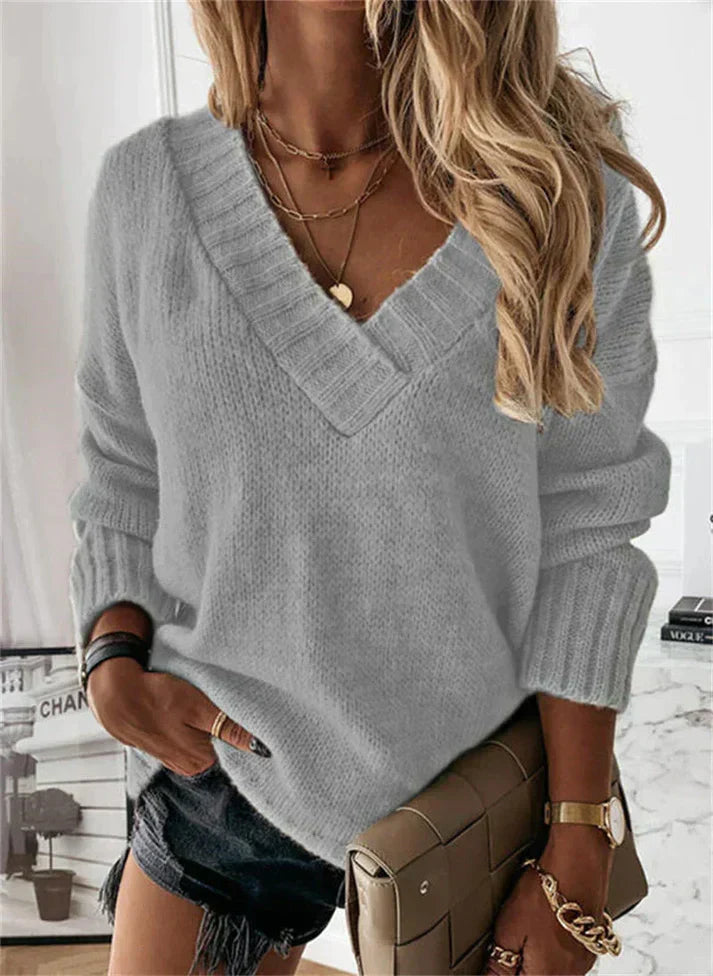 Soft V-Neck Knit Sweater for Women