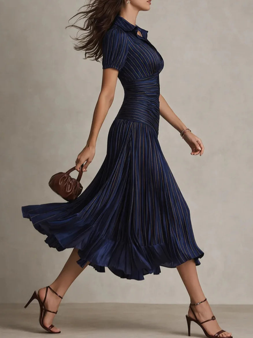 Satin High Waist Shirt Midi Dress for Women