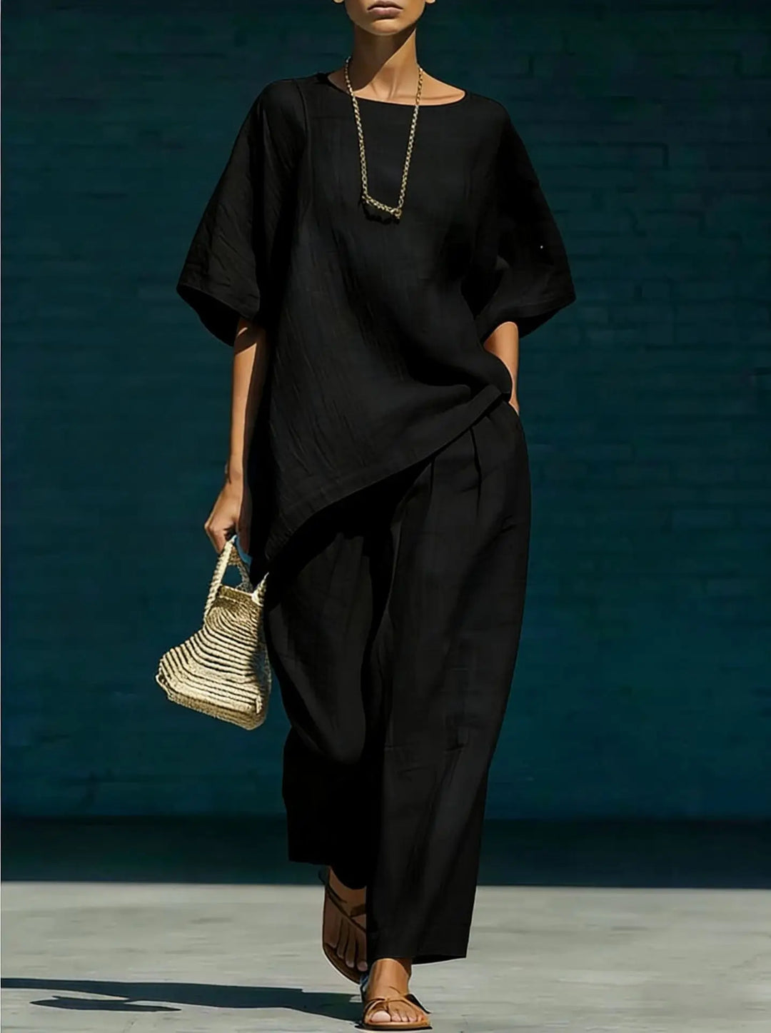 Relaxed Two Piece Top and Pants Set for Women