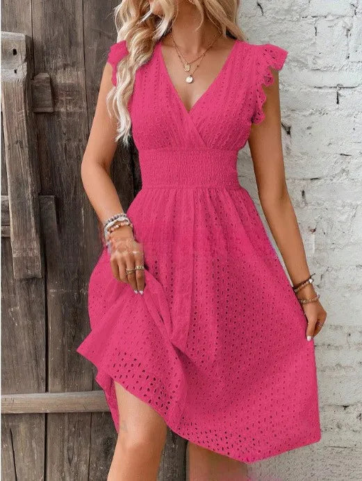 V Neck Ruffle Dress for Women