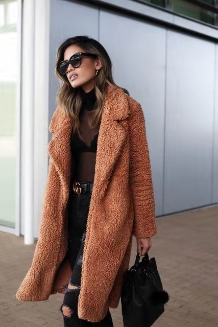 Long Fleece Teddy Coat for Women
