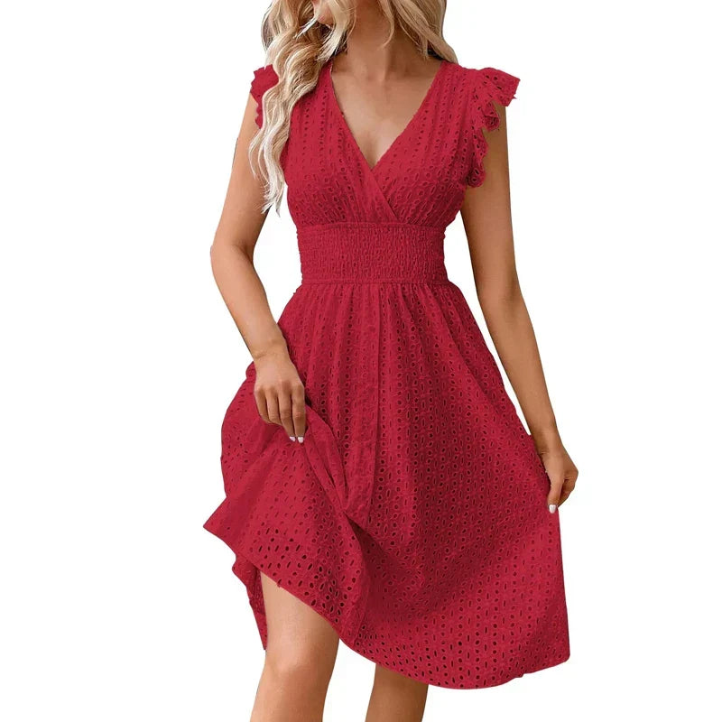 V Neck Ruffle Dress for Women