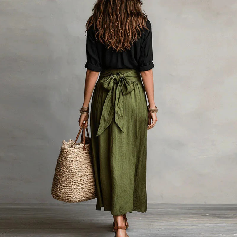 Blouse and High-Waisted Midi Skirt Set for Women