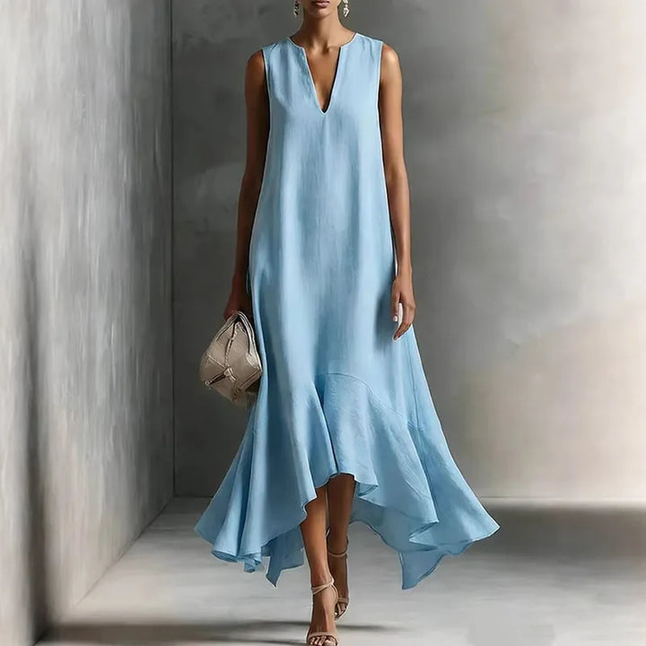 V-Neck Ruffle Hem Maxi Dress for Women