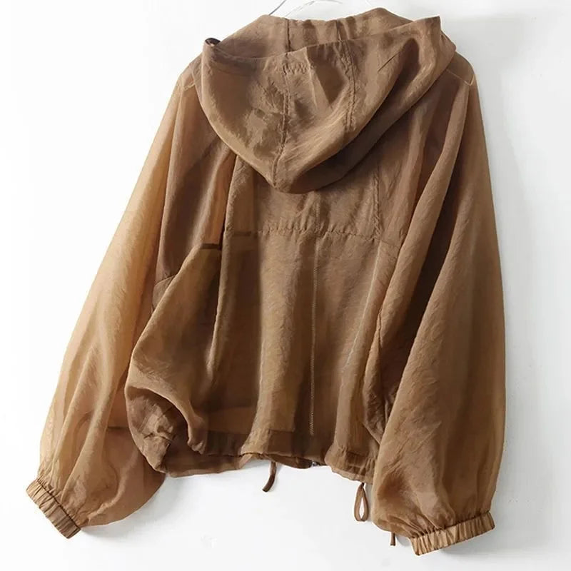 Lightweight Zip-Up Hooded Jacket for Women