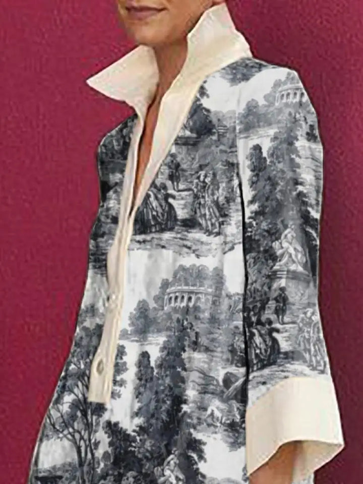 Toile Print Mini Tunic Dress for Women