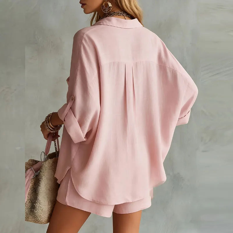 Oversized Shirt and Shorts Set for Women