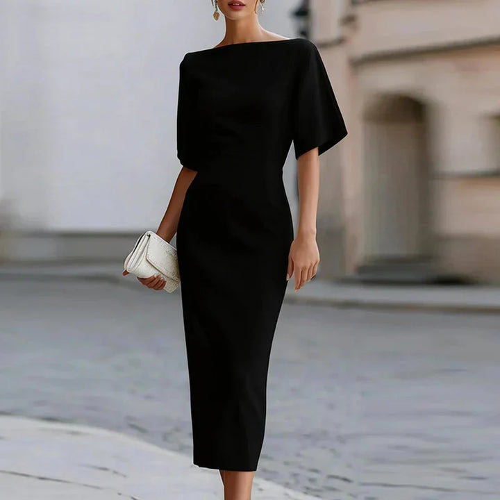 Boat Neck Midi Dress for Women