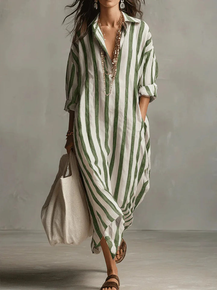 Striped Maxi Shirt Dress for Women