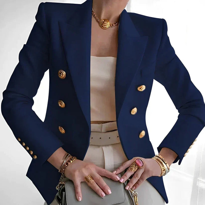 Double-Breasted Gold Button Blazer for Women