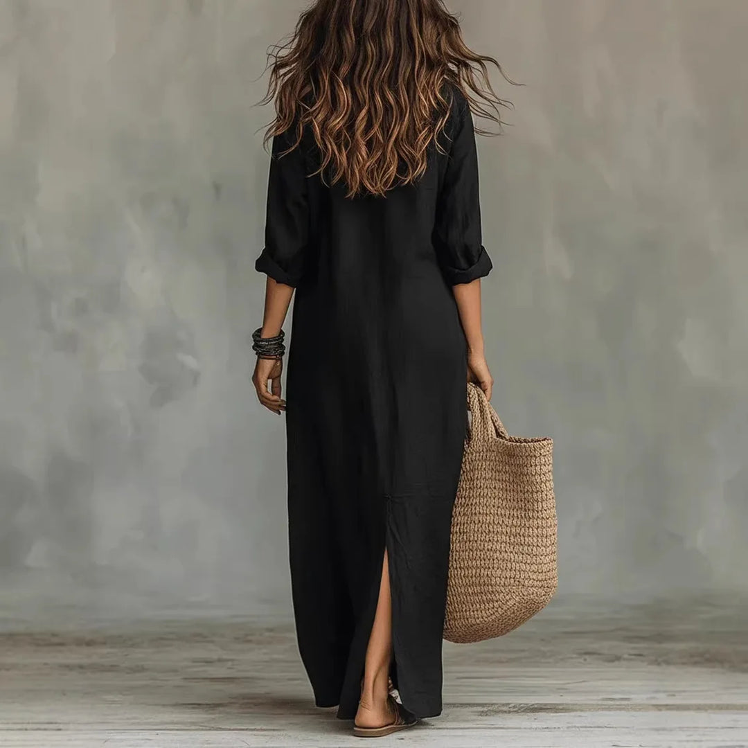 V-Neck 3/4 Sleeve Maxi Dress for Women