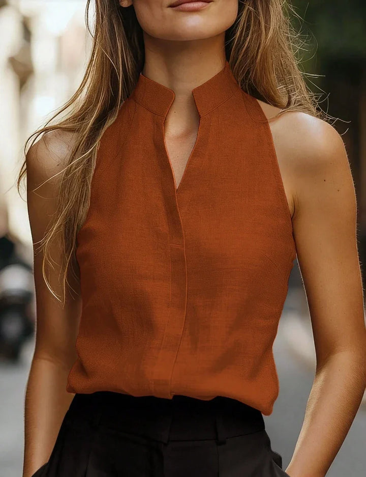 Sleeveless Round Neck Blouse for Women