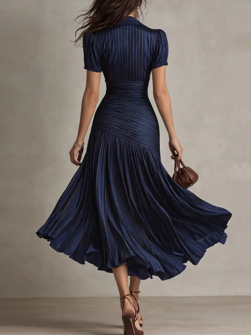 Satin High Waist Shirt Midi Dress for Women