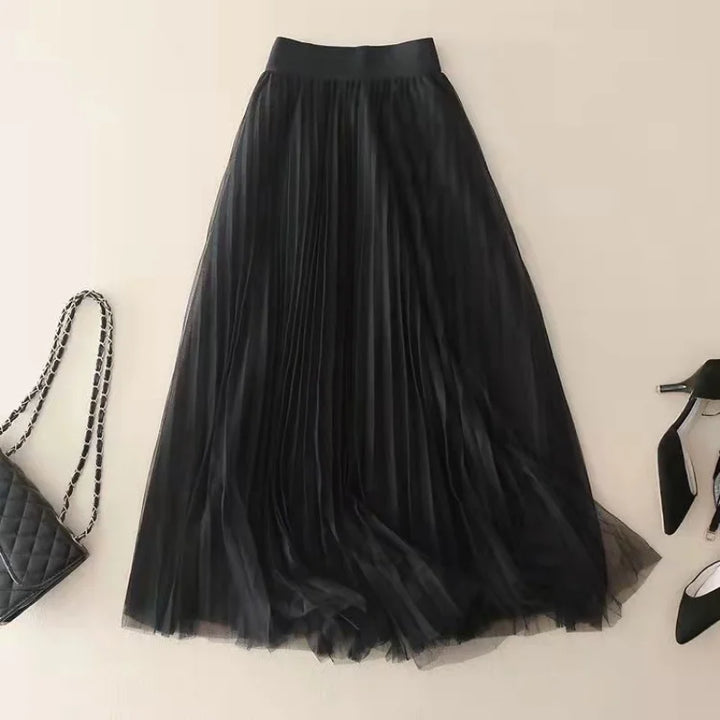 Pleated High Waist Midi Skirt for Women