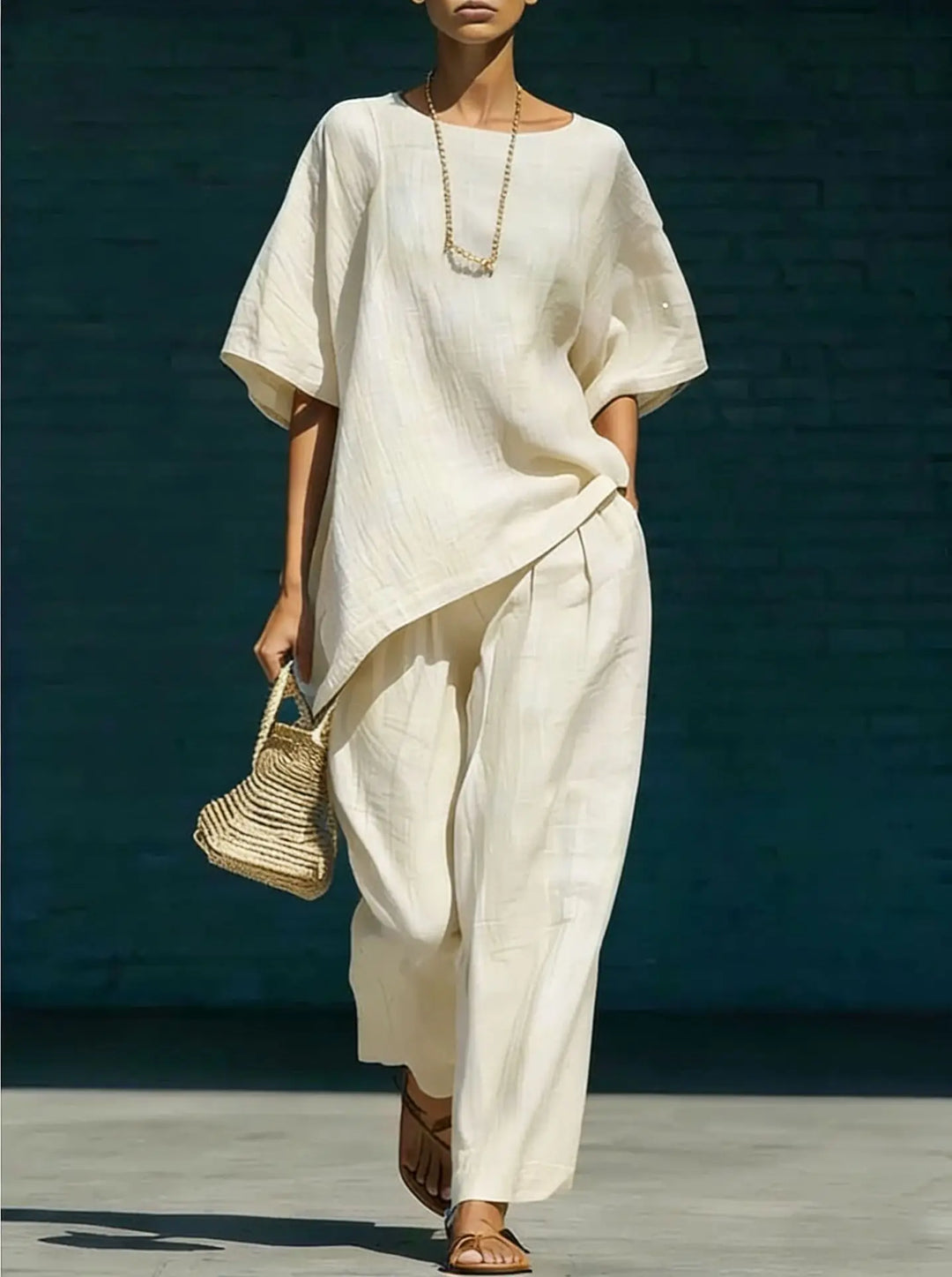 Relaxed Two Piece Top and Pants Set for Women