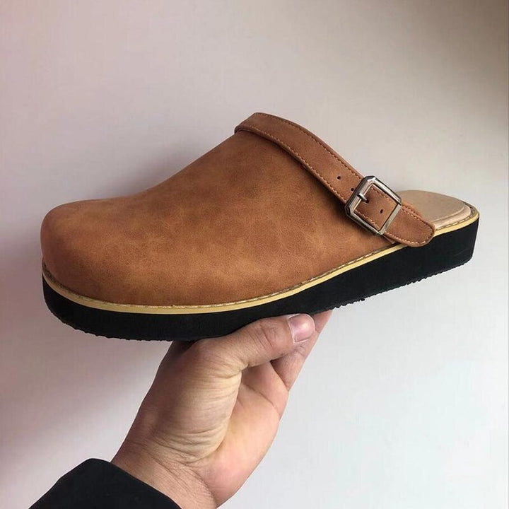 Vegan Leather Buckle Clogs for Men