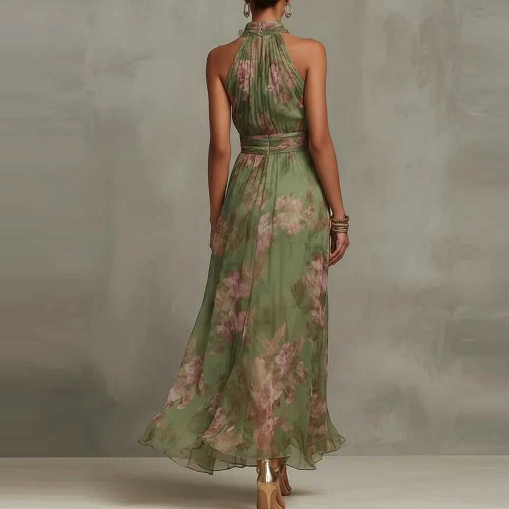 Floral Halter Neck Maxi Dress for Women