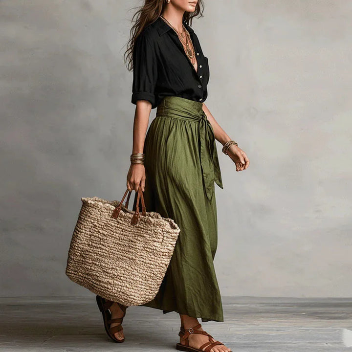 Blouse and High-Waisted Midi Skirt Set for Women