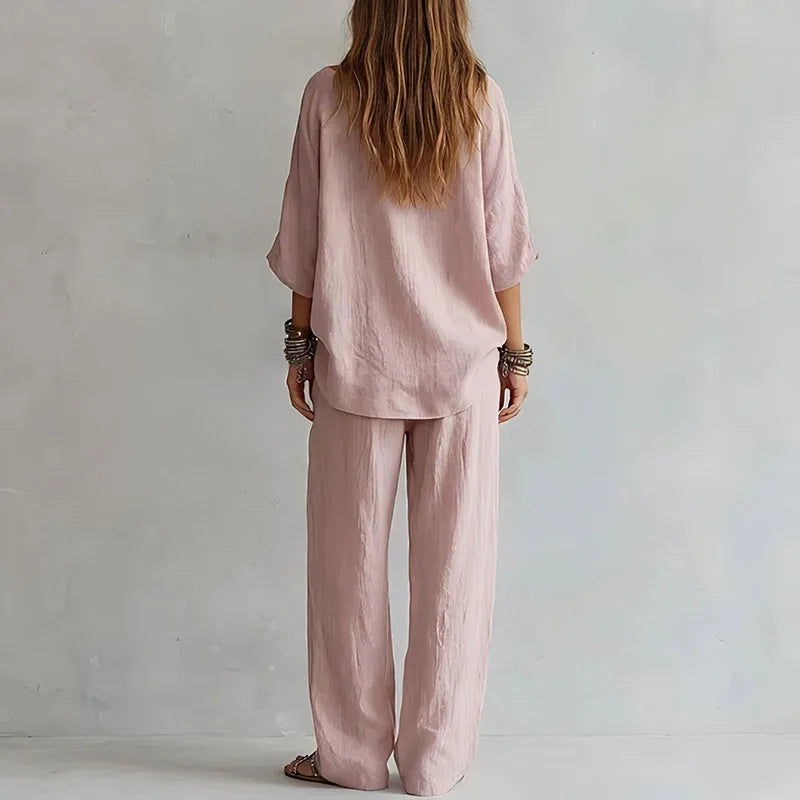 Off-Shoulder Top and Wide-Leg Pants Set for Women