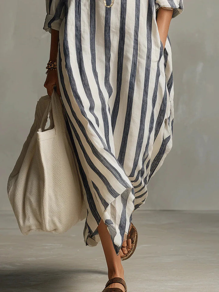 Striped Maxi Shirt Dress for Women