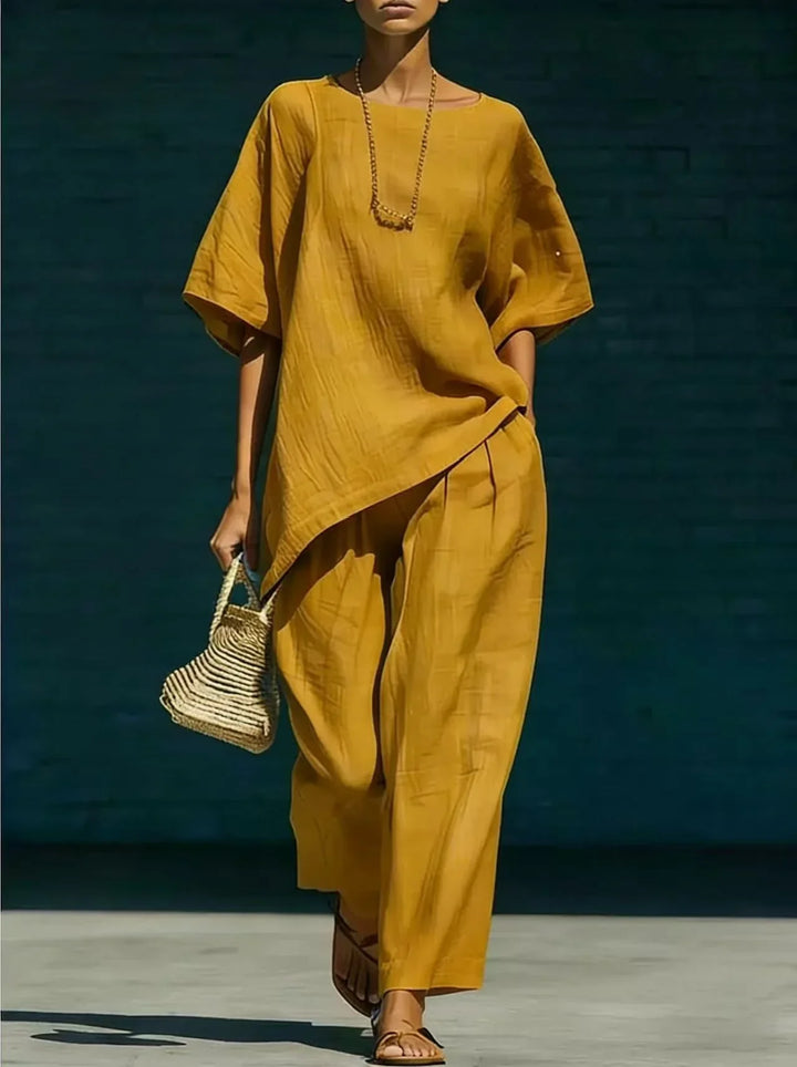 Relaxed Two Piece Top and Pants Set for Women
