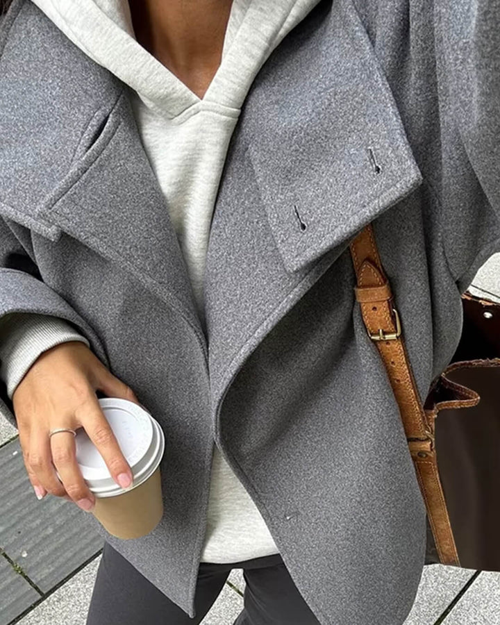 Stand Collar Button-Front Blazer for Women