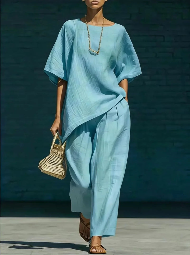 Relaxed Two Piece Top and Pants Set for Women